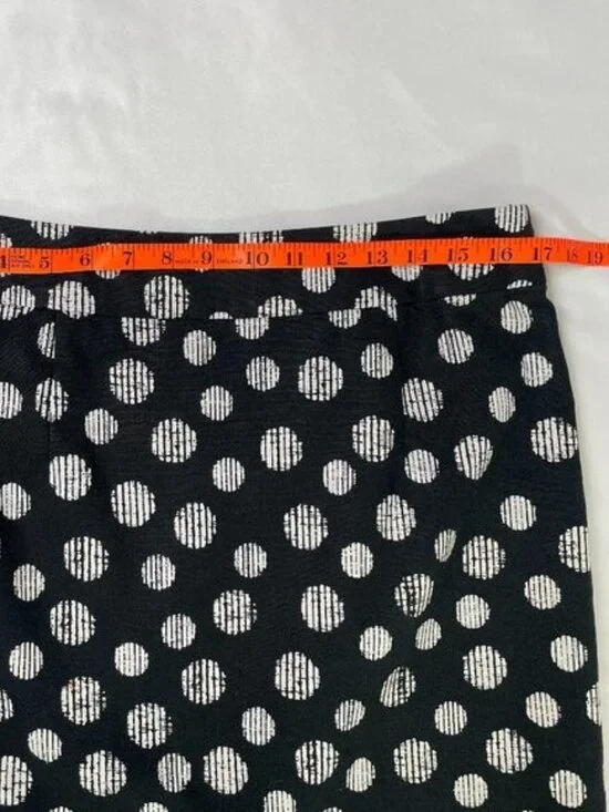 Banana Republic Linen Cotton Pencil Skirt Black White Polka Dots Size 12 - Picture 4 of 8